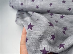 Undertøjsuld - lækker grå med lilla stjerner